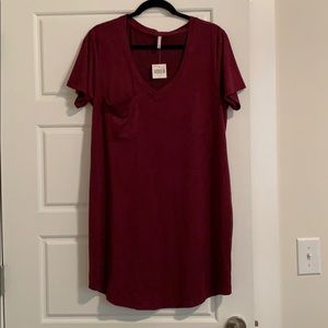 Z SUPPLY BURGANDY FAUX SUEDE T-SHIRT DRESS NWT L